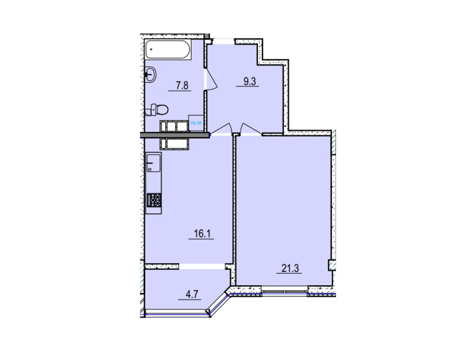 Продается 1-комнатная квартира 59.2 кв. м в Черкассах, ул. Владимира Великого(Гагарина), 41/3 - фото 1