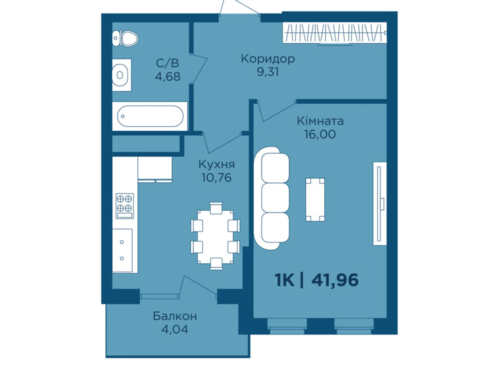 Продается 1-комнатная квартира 41.96 кв. м в Криховцах, ул. Физкультурная, 27 - фото 1