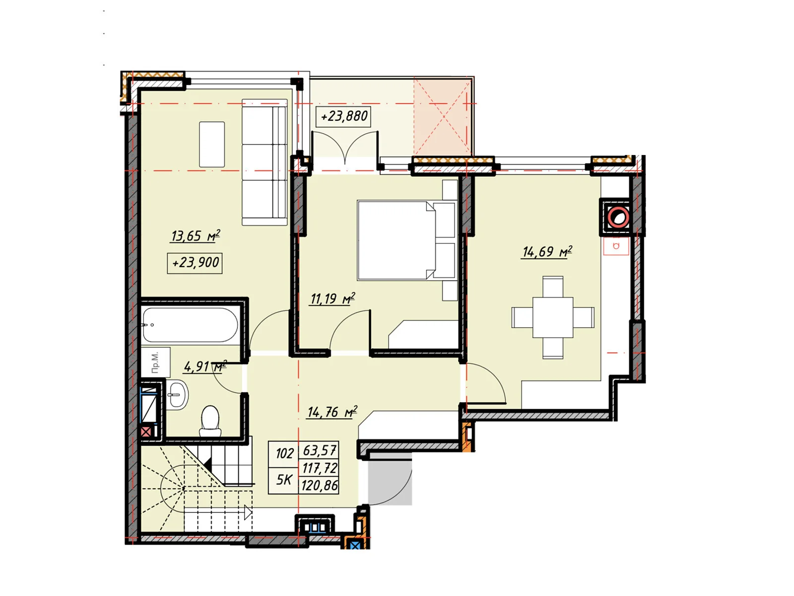 Продается 2-комнатная квартира 121.6 кв. м в Ивано-Франковске, Калушское шоссе, 15 - фото 1