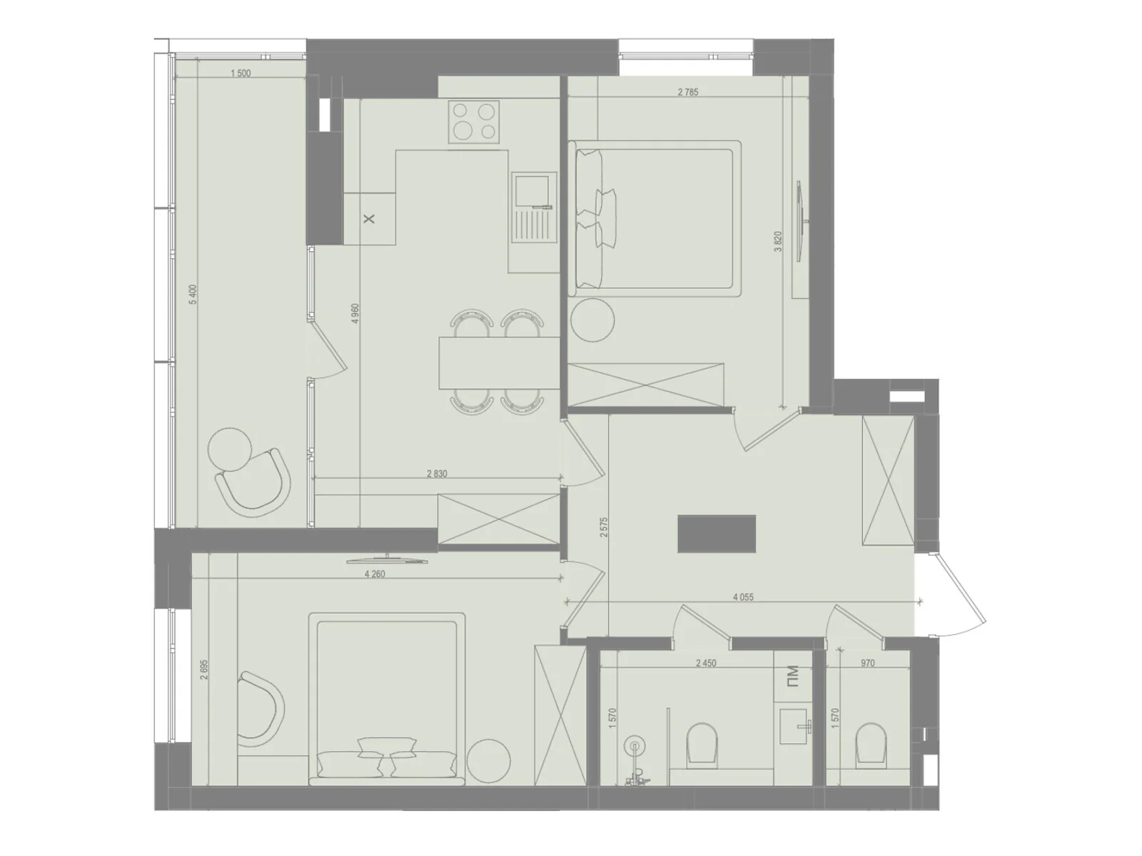 Продається 2-кімнатна квартира 56.01 кв. м у Ірпені, цена: 67212 $ - фото 1