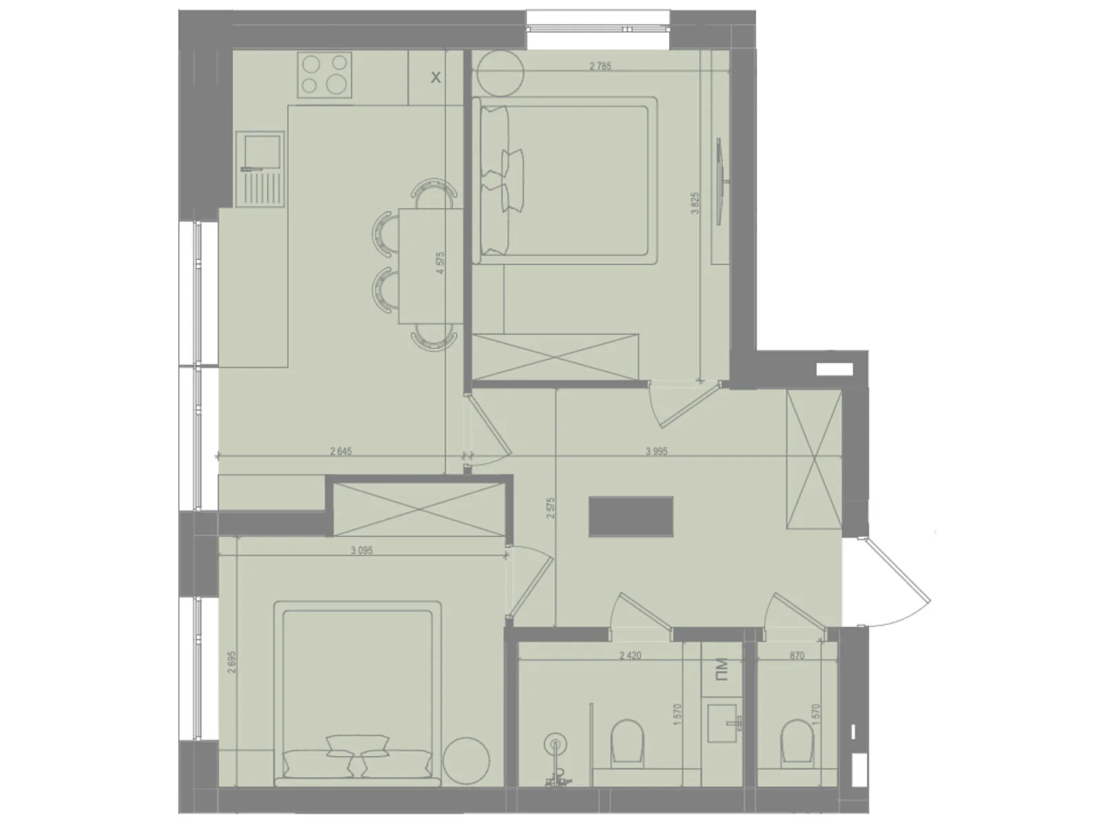 Продається 2-кімнатна квартира 45.91 кв. м у Ірпені, цена: 52796 $ - фото 1