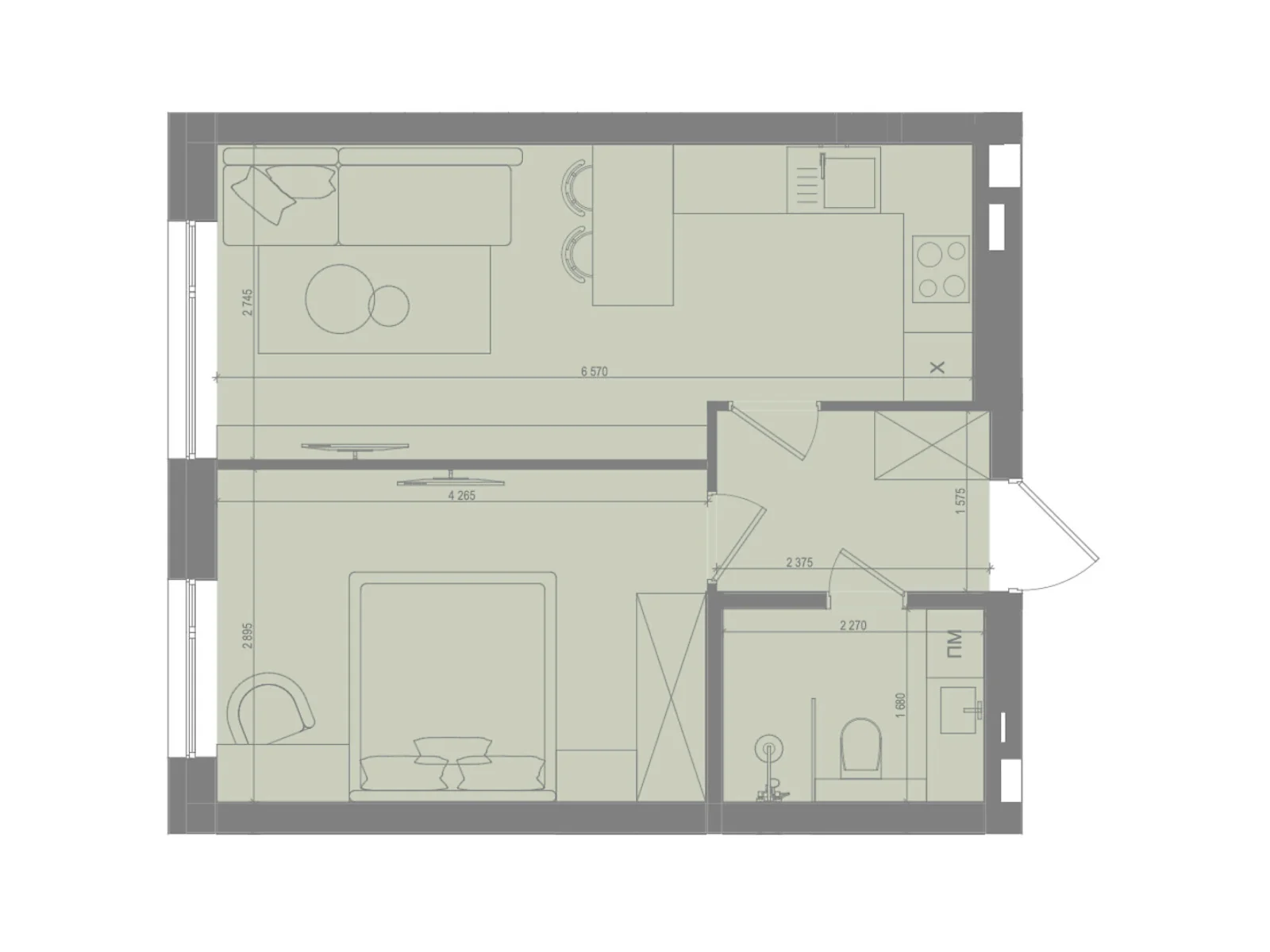 Продається 1-кімнатна квартира 36.73 кв. м у Ірпені, цена: 40403 $ - фото 1