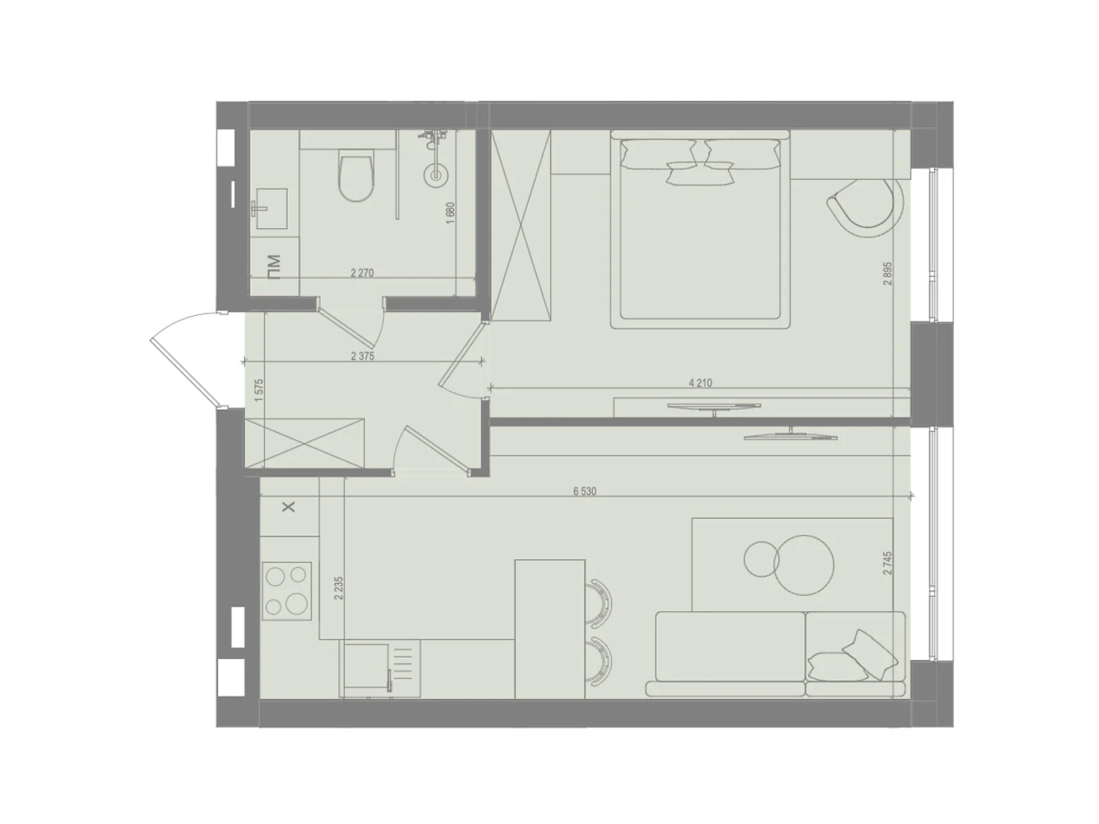 Продається 1-кімнатна квартира 36.5 кв. м у Ірпені, цена: 40150 $ - фото 1
