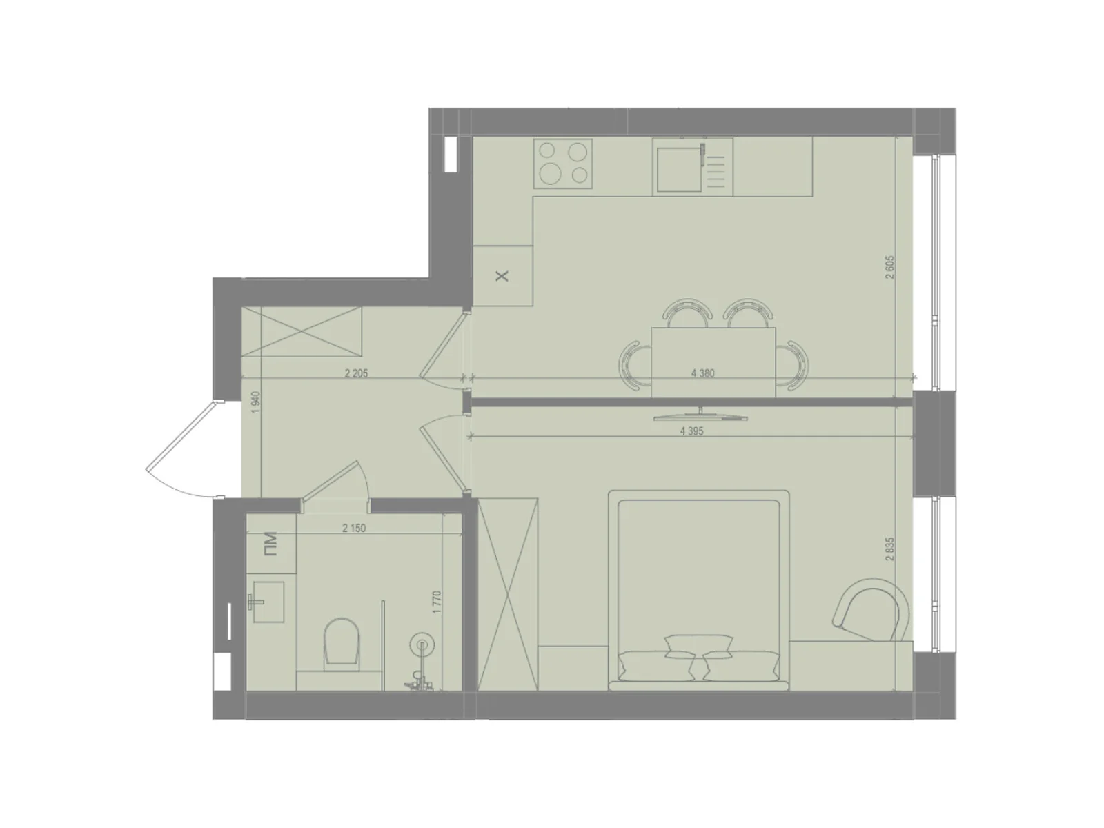 Продается 1-комнатная квартира 31.78 кв. м в Ирпене, ул. Матвея Донцова(Тургеневская), 25 - фото 1