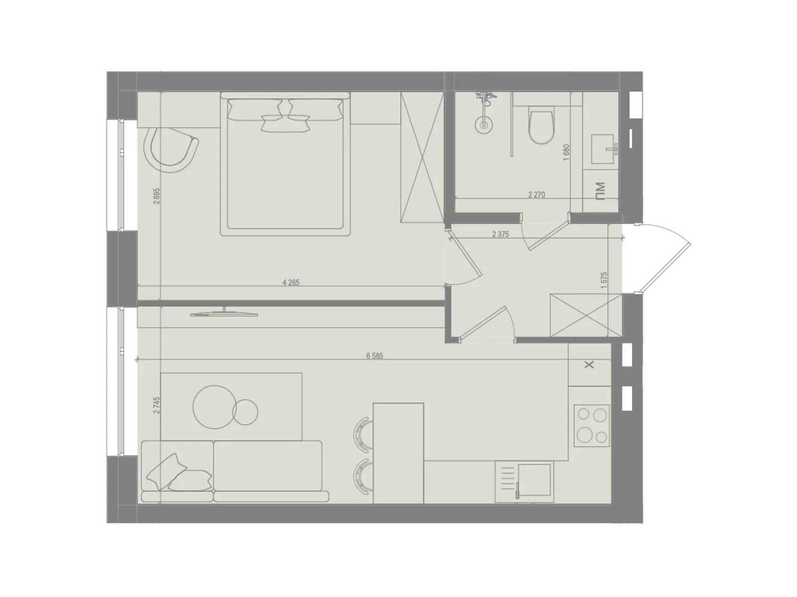 Продается 1-комнатная квартира 36.73 кв. м в Ирпене, ул. Матвея Донцова(Тургеневская), 25 - фото 1