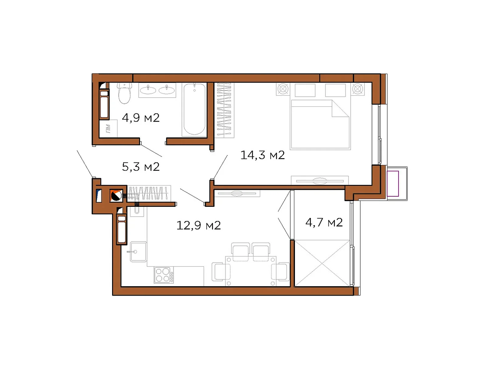 Продается 1-комнатная квартира 42.1 кв. м в Киеве, ул. Тетеревская(Иртышский), 16-18 - фото 1