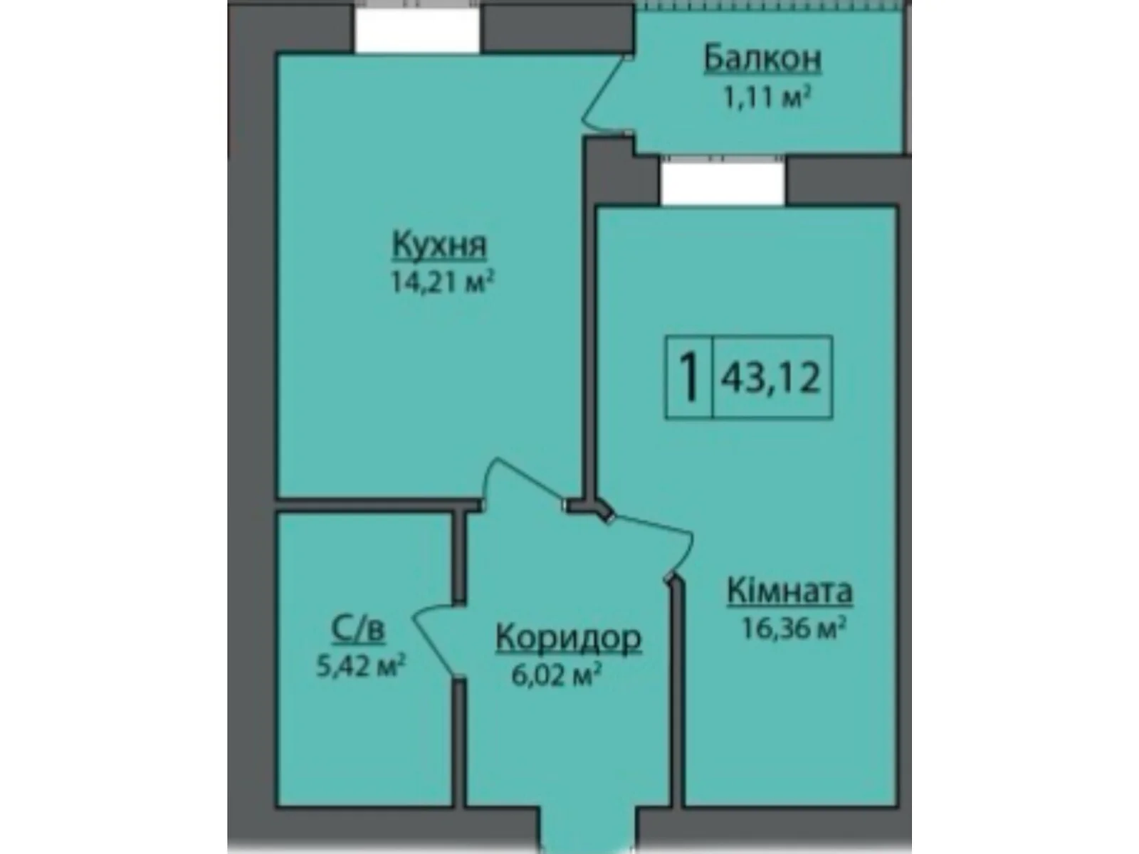Продається 1-кімнатна квартира 43.12 кв. м у Липинах, вул. Марії Заньковецької, 3Б - фото 1