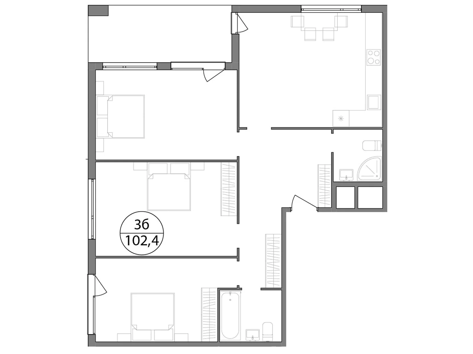 Продается 3-комнатная квартира 102.4 кв. м в Брюховичах, ул. Широкая, 22 - фото 1
