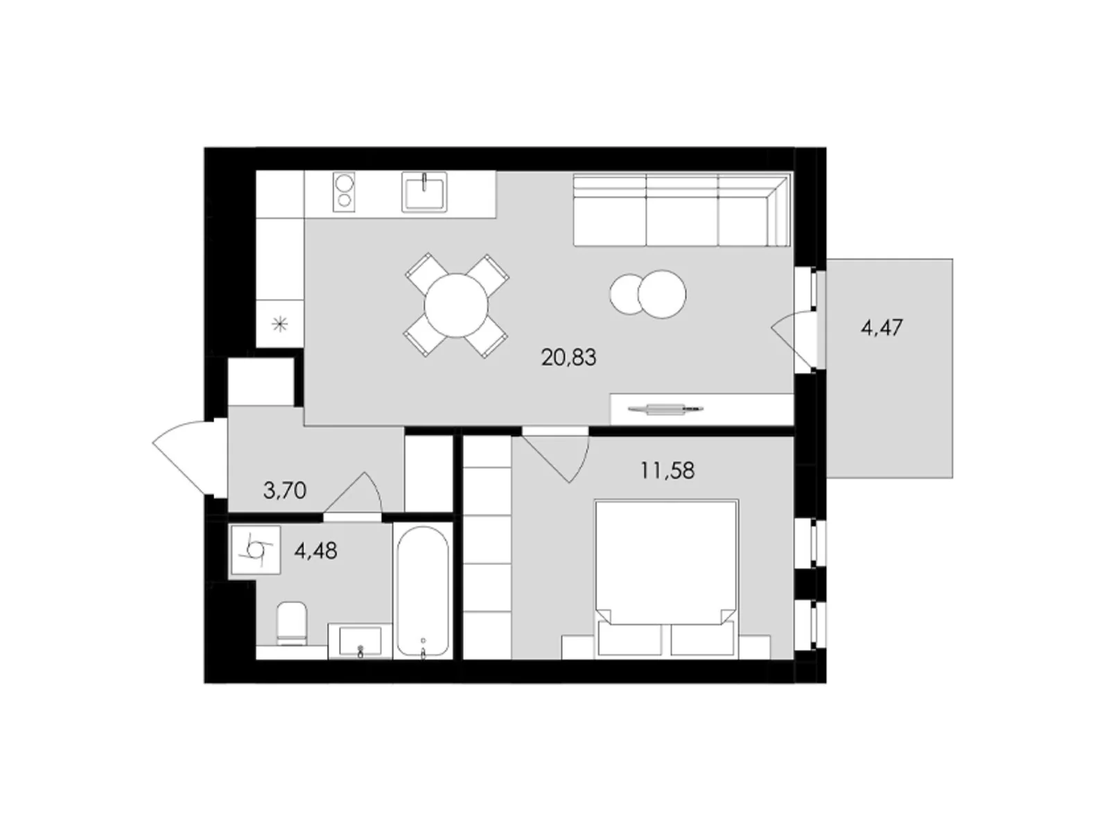Продається 1-кімнатна квартира 41.5 кв. м у Сокільниках, вул. Героїв Майдану - фото 1
