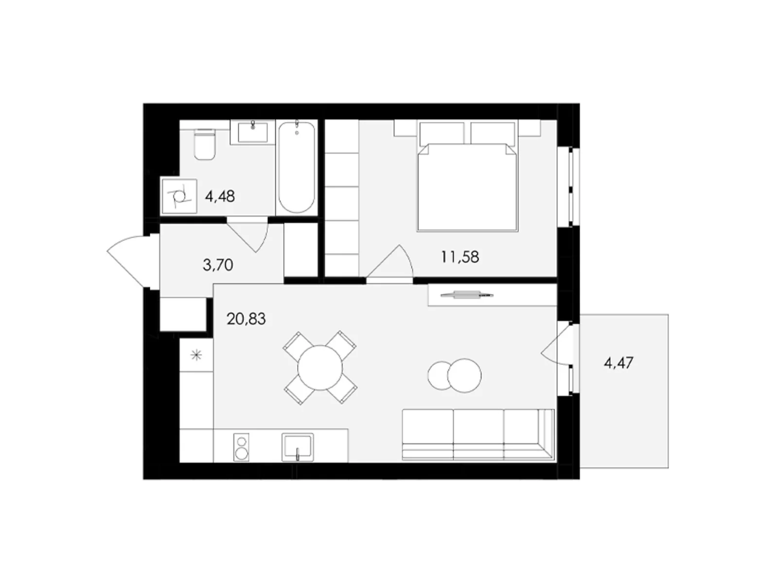 Продається 1-кімнатна квартира 41.51 кв. м у Сокільниках, цена: 65500 $ - фото 1