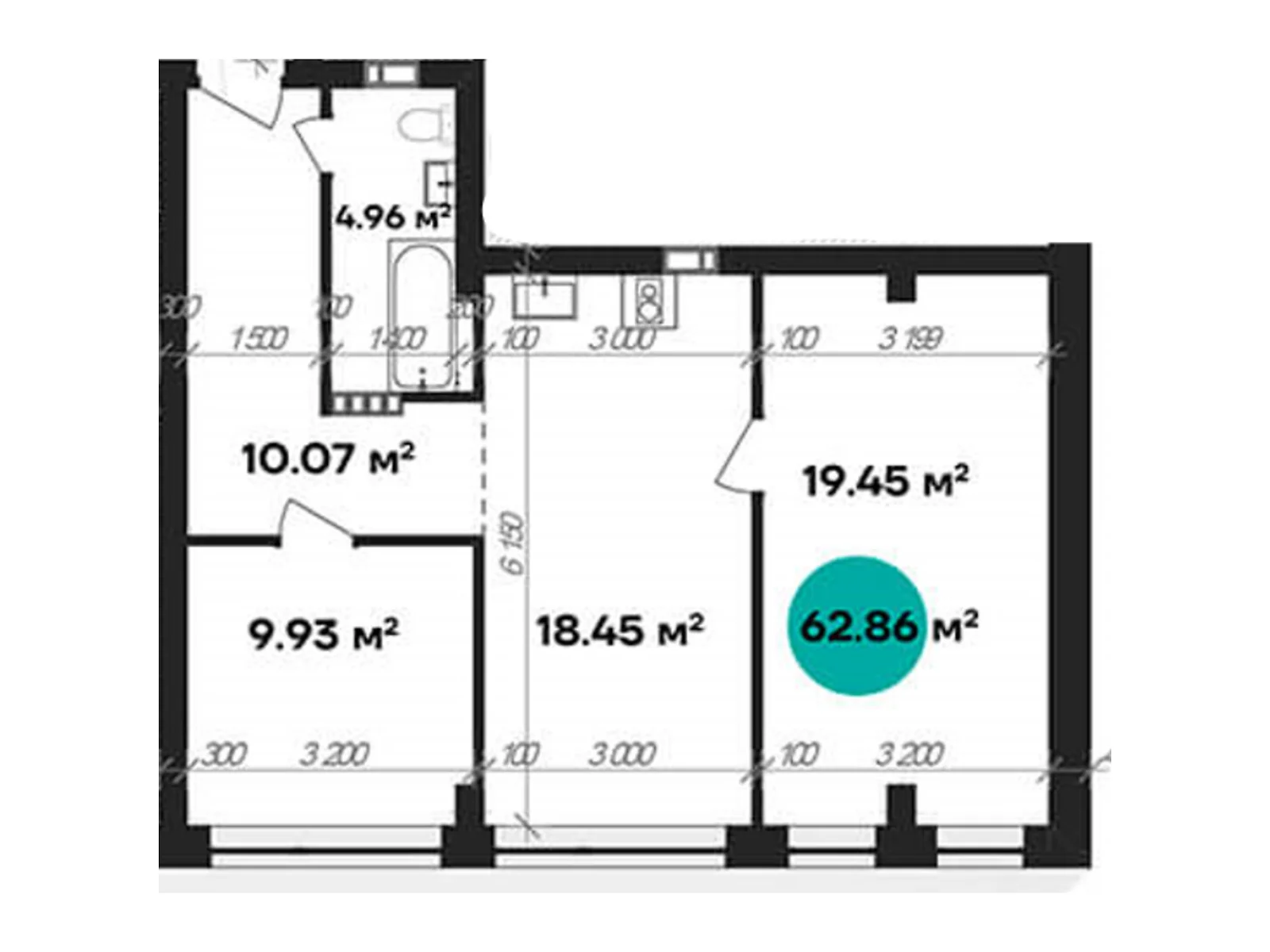 Продається 2-кімнатна квартира 62.86 кв. м у Полтаві - фото 1