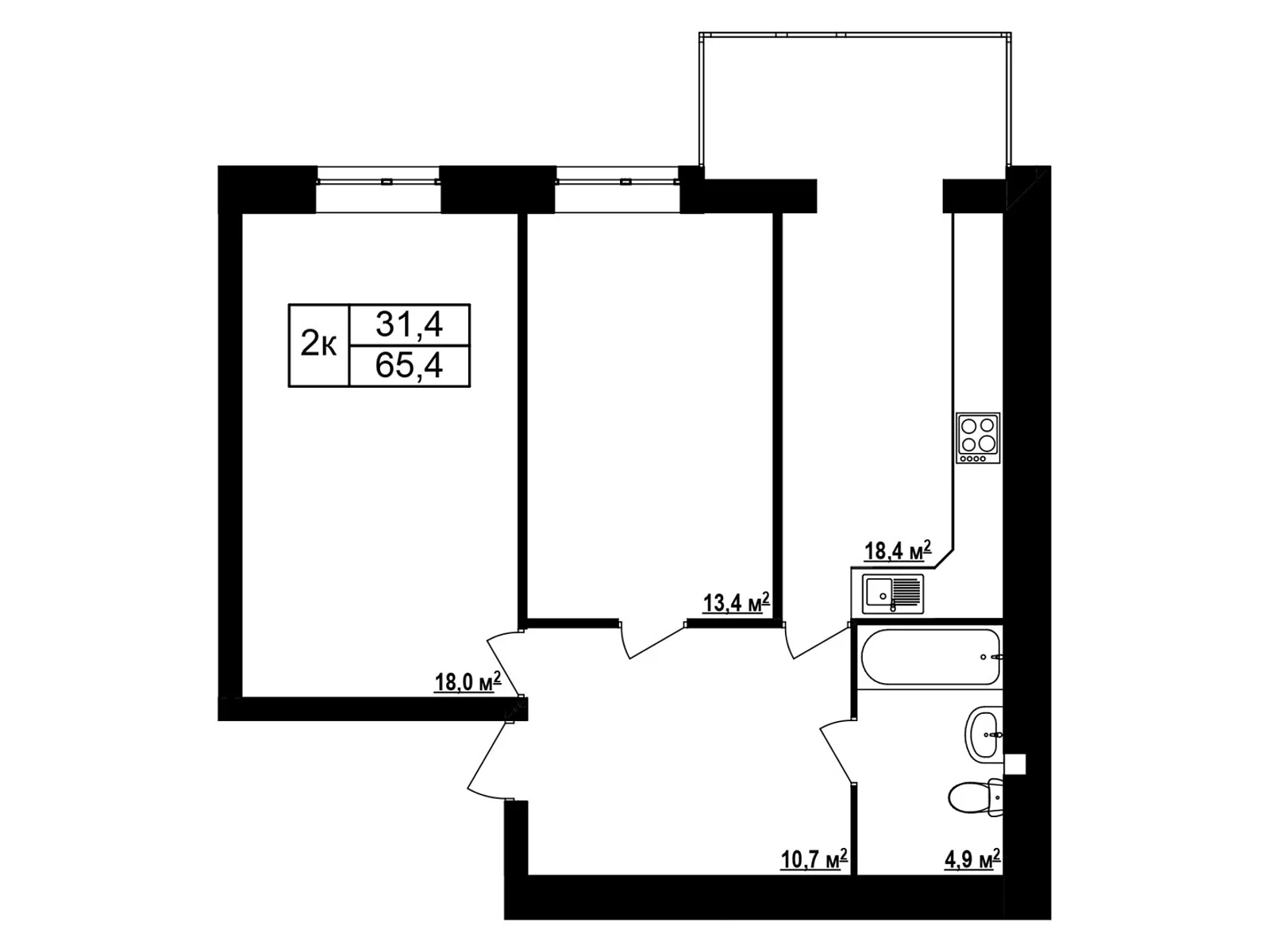 Продается 2-комнатная квартира 65.4 кв. м в Хмельнике, ул. Виноградная(Котовского), 1 - фото 1