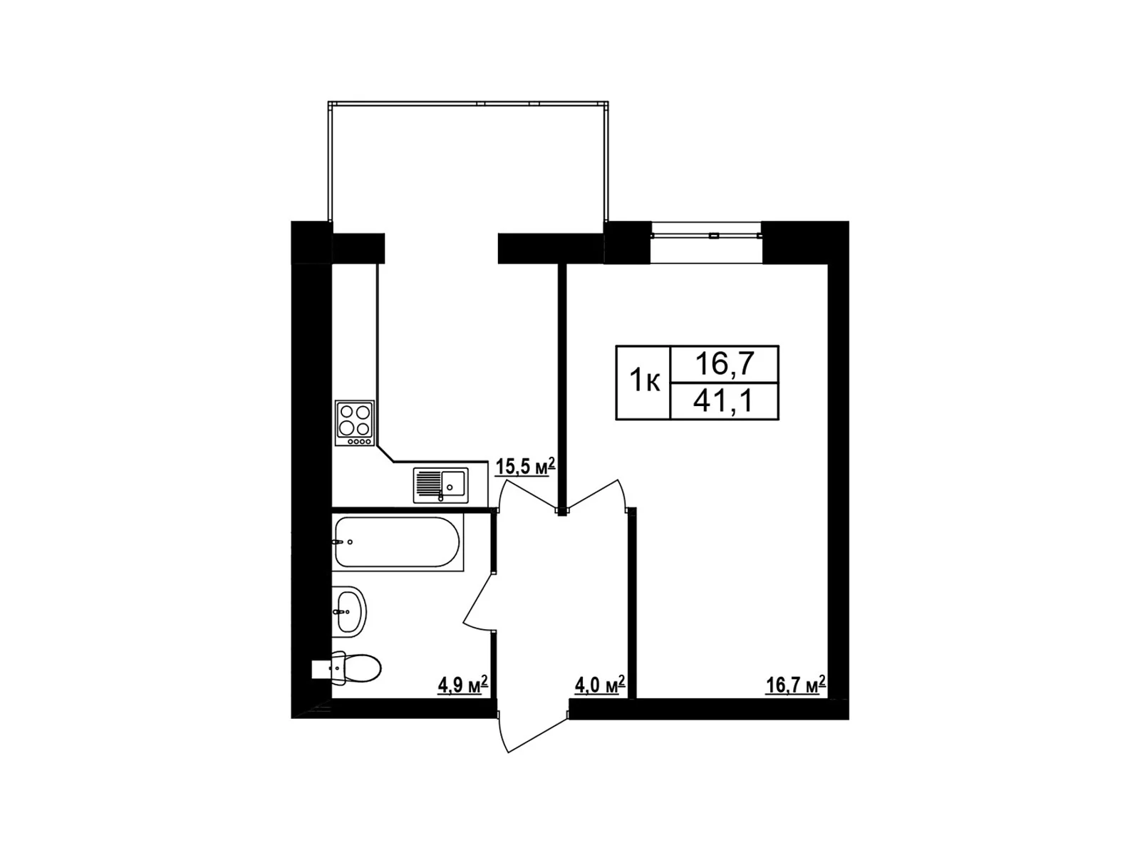 Продается 1-комнатная квартира 41.1 кв. м в Хмельнике, ул. Виноградная(Котовского), 1 - фото 1