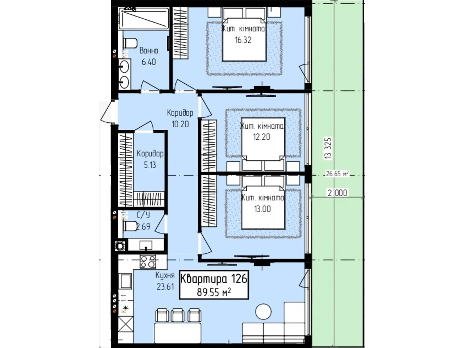 Продається 3-кімнатна квартира 89.55 кв. м у, цена: 92237 $ - фото 1