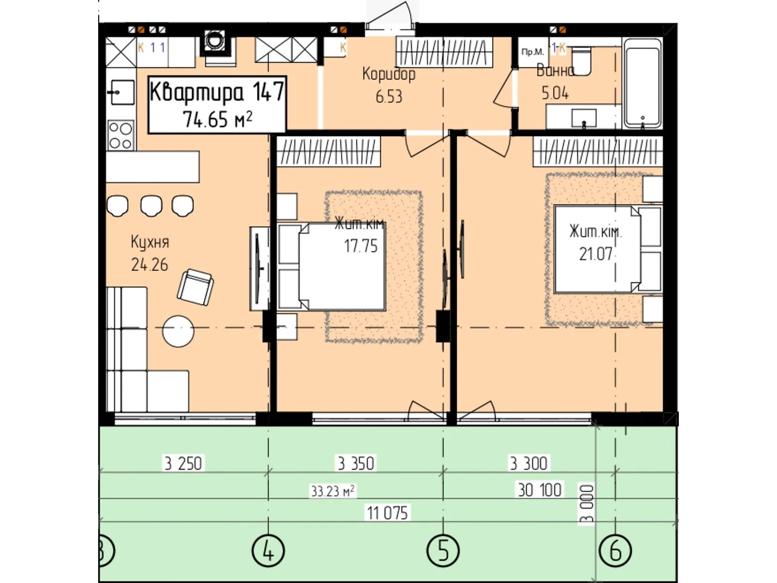 Продається 2-кімнатна квартира 74.65 кв. м у, цена: 86519 $ - фото 1