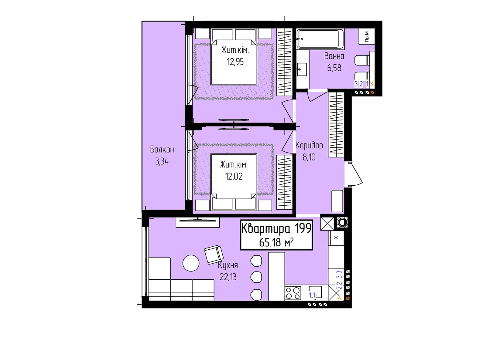 Продається 2-кімнатна квартира 65.18 кв. м у, цена: 73002 $ - фото 1