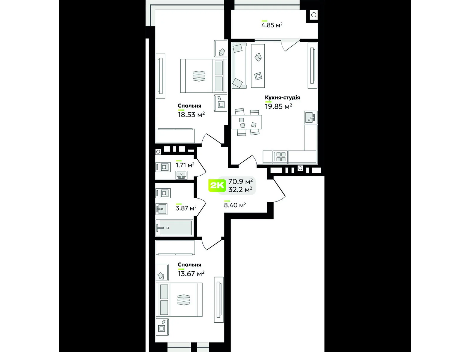 Продается 2-комнатная квартира 70.9 кв. м в Львове, ул. Венгерская, 12 - фото 1