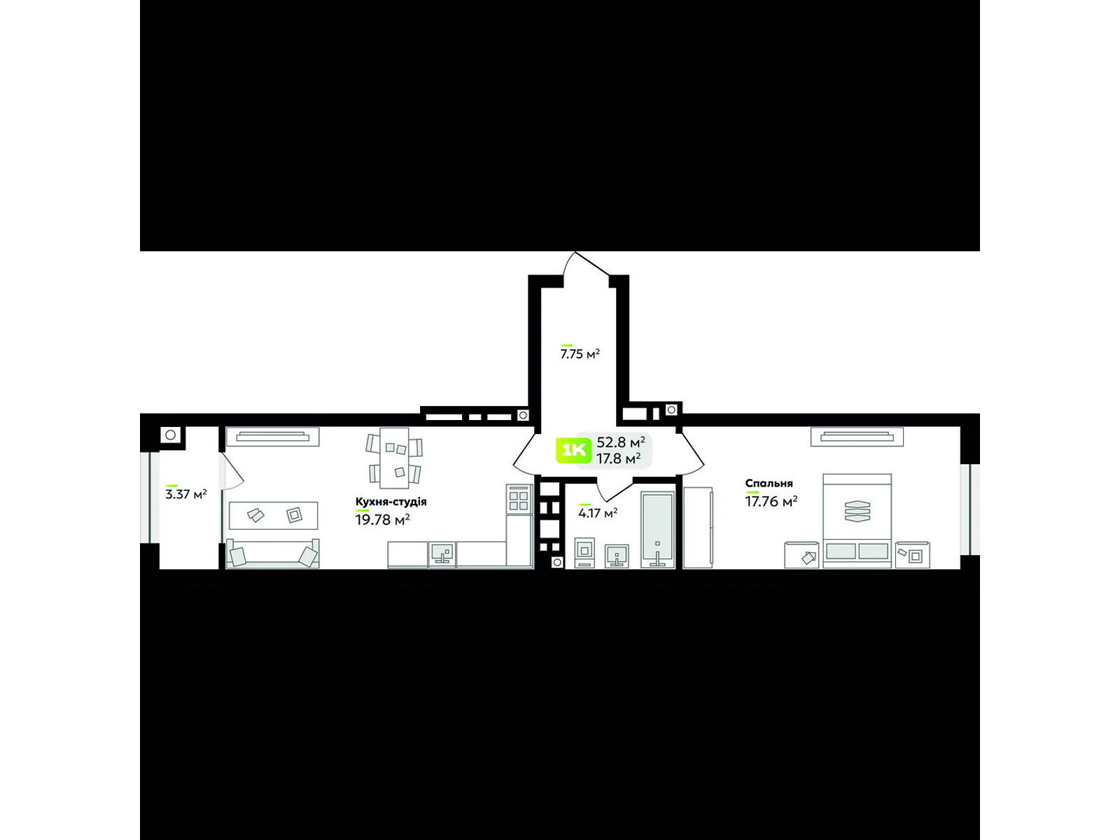 Продается 1-комнатная квартира 52.83 кв. м в Львове, ул. Венгерская, 12 - фото 1