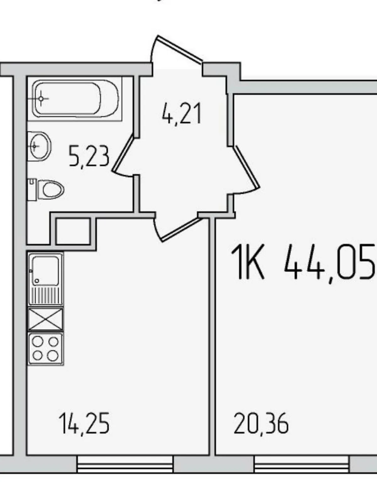 Продается 1-комнатная квартира 44 кв. м в Крыжановка, ул. Академика Сахарова, 3Е - фото 1