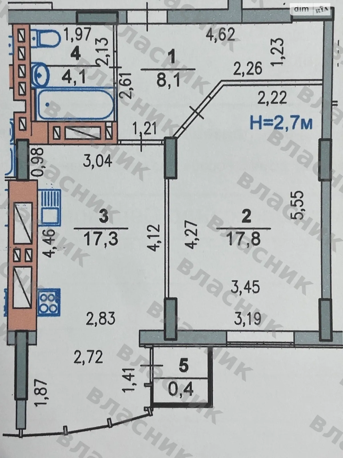 Продается 1-комнатная квартира 47.7 кв. м в Хмельницком, ул. Свободы, 20/4 - фото 1