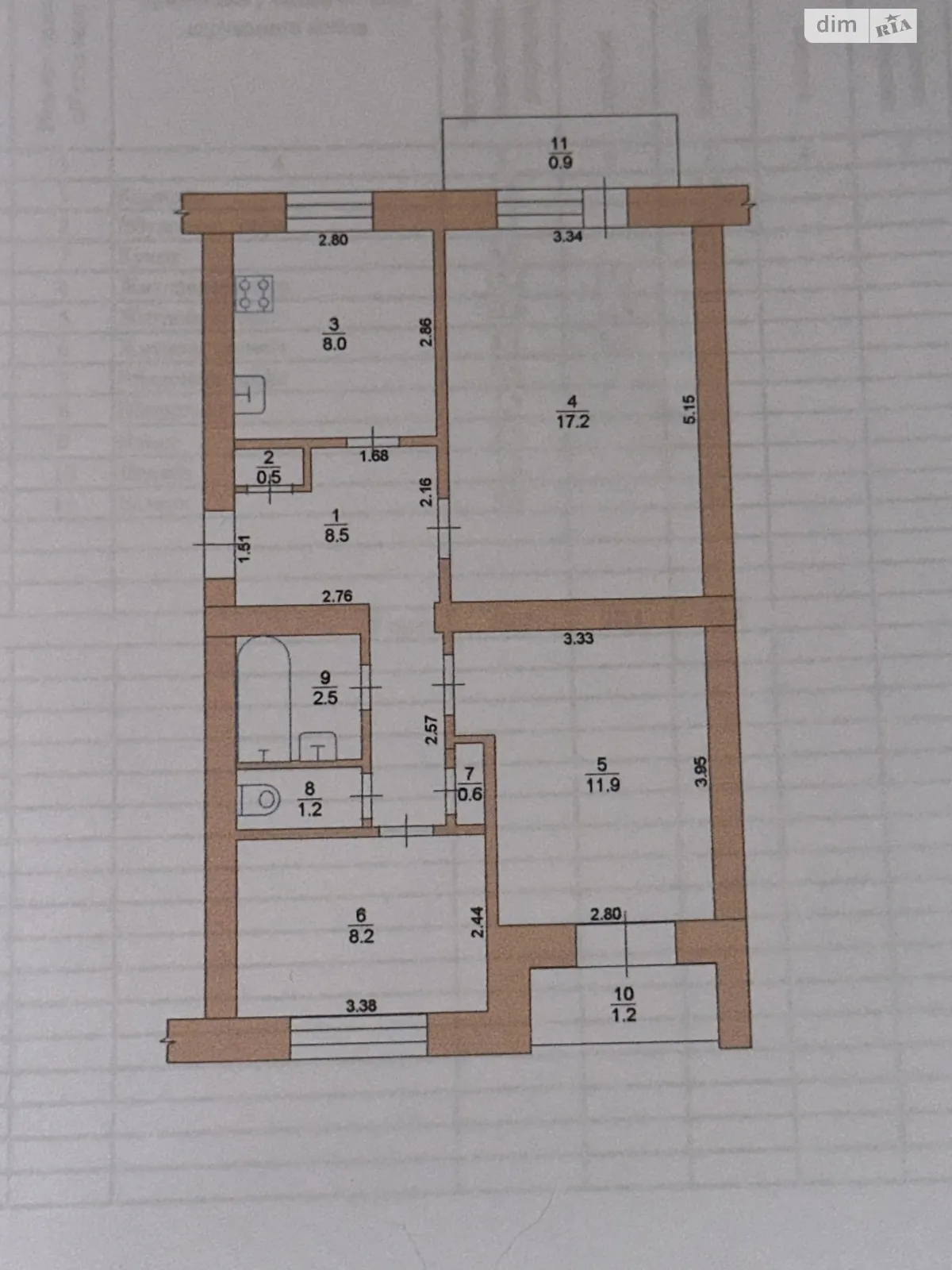 Продается 3-комнатная квартира 60.7 кв. м в, цена: 26000 $ - фото 1