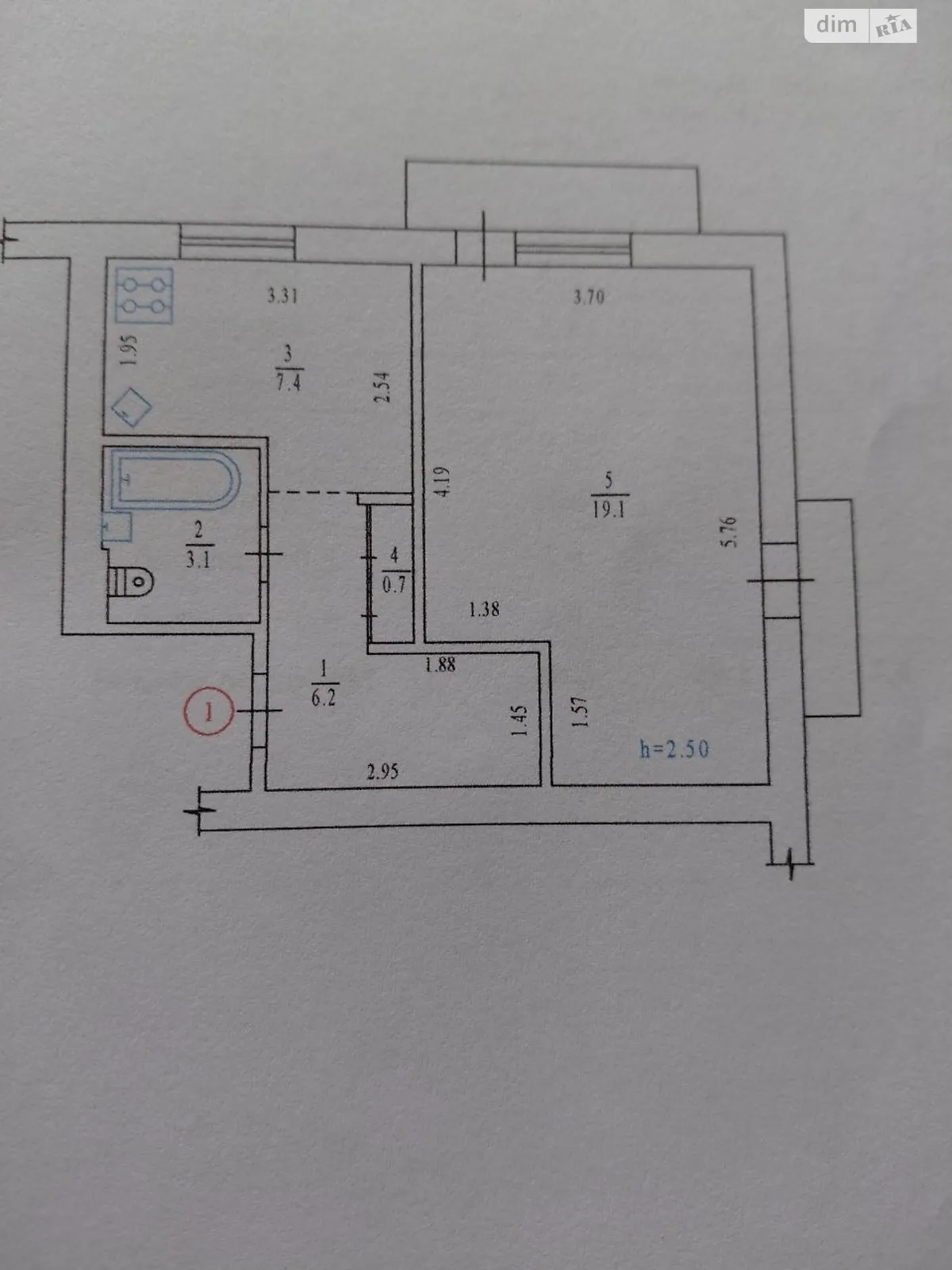 Продается 1-комнатная квартира 40.3 кв. м в Полтаве, цена: 24900 $ - фото 1