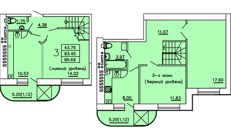 Двухуровневая квартира планировка