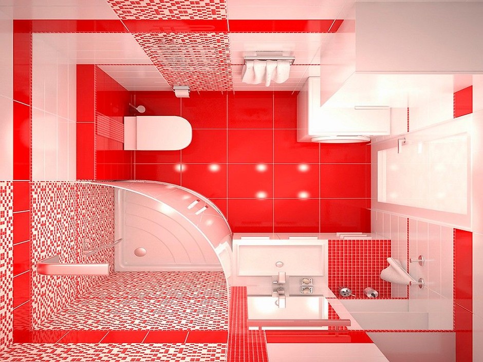 Красная ванная комната фото