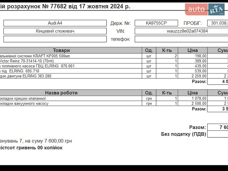 Седан Audi A4 2001 в Києві