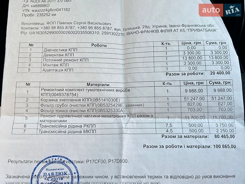 Седан Audi A6 2011 в Калуше