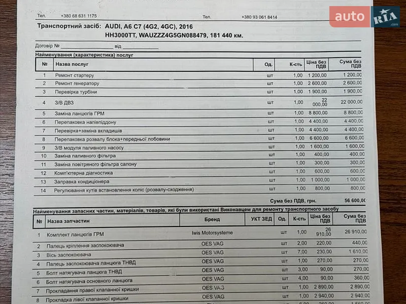 Седан Audi A6 2015 в Миколаєві документ