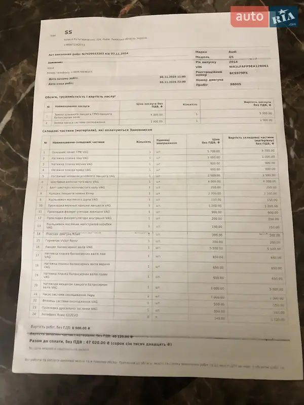 Внедорожник / Кроссовер Audi Q5 2014 в Львове документ