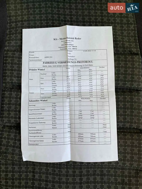 Внедорожник / Кроссовер BMW X3 2008 в Днепре документ