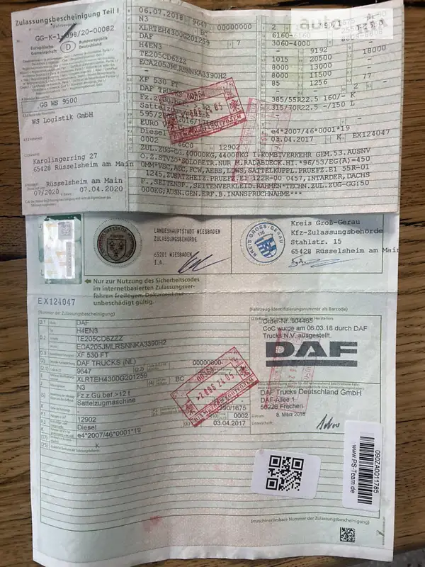 Тягач DAF XF 2018 в Ровно документ