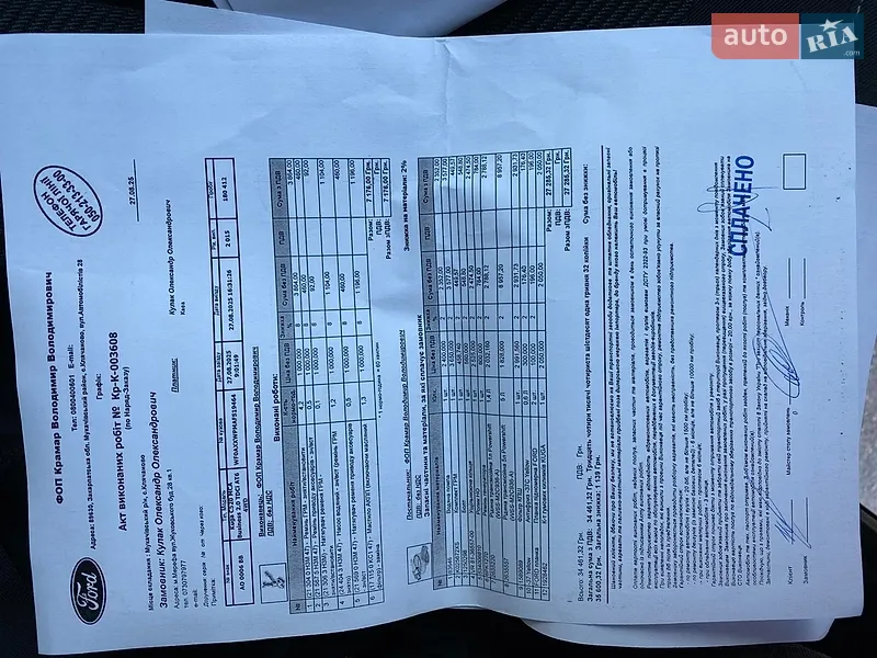 Внедорожник / Кроссовер Ford Kuga 2015 в Днепре документ