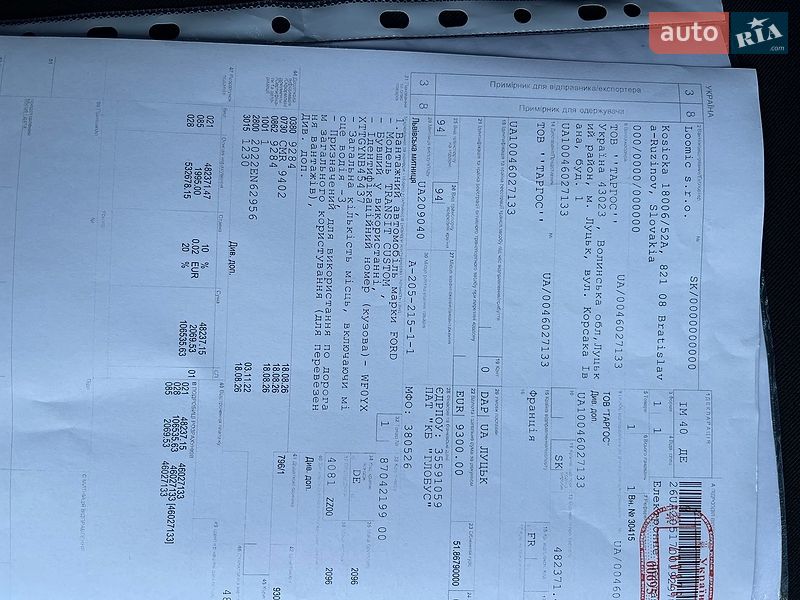 Грузовой фургон Ford Transit Custom 2023 в Дубно