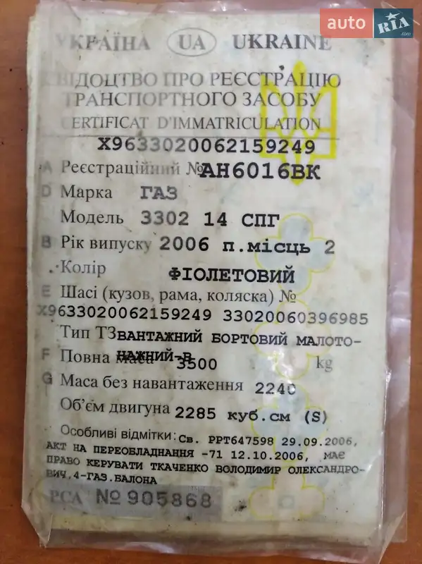 Внедорожник / Кроссовер ГАЗ 3302 Газель 2006 в Славянске документ