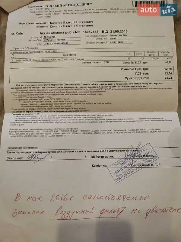 Седан Renault Fluence 2013 в Бердичеве документ