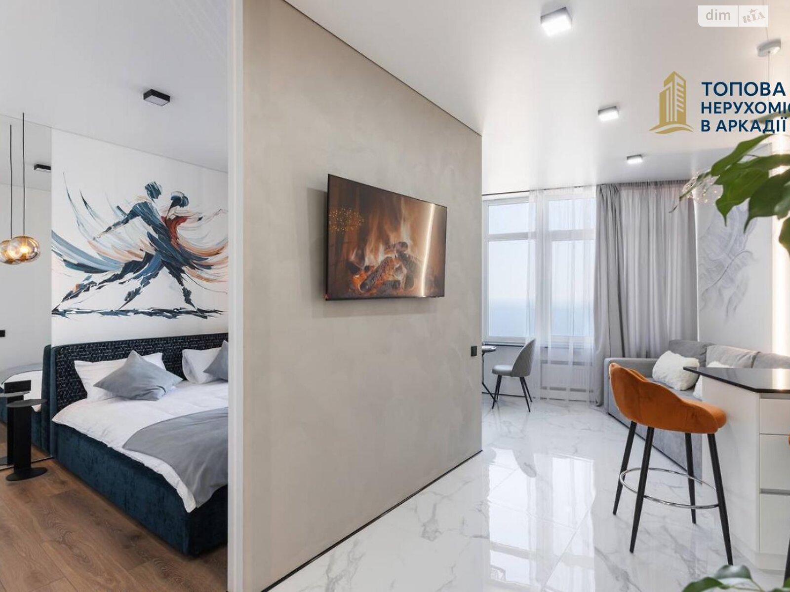 однокомнатная квартира в Одессе, район Аркадия, на ул. Валерия Самофалова 16А/6 в аренду на долгий срок помесячно фото 1