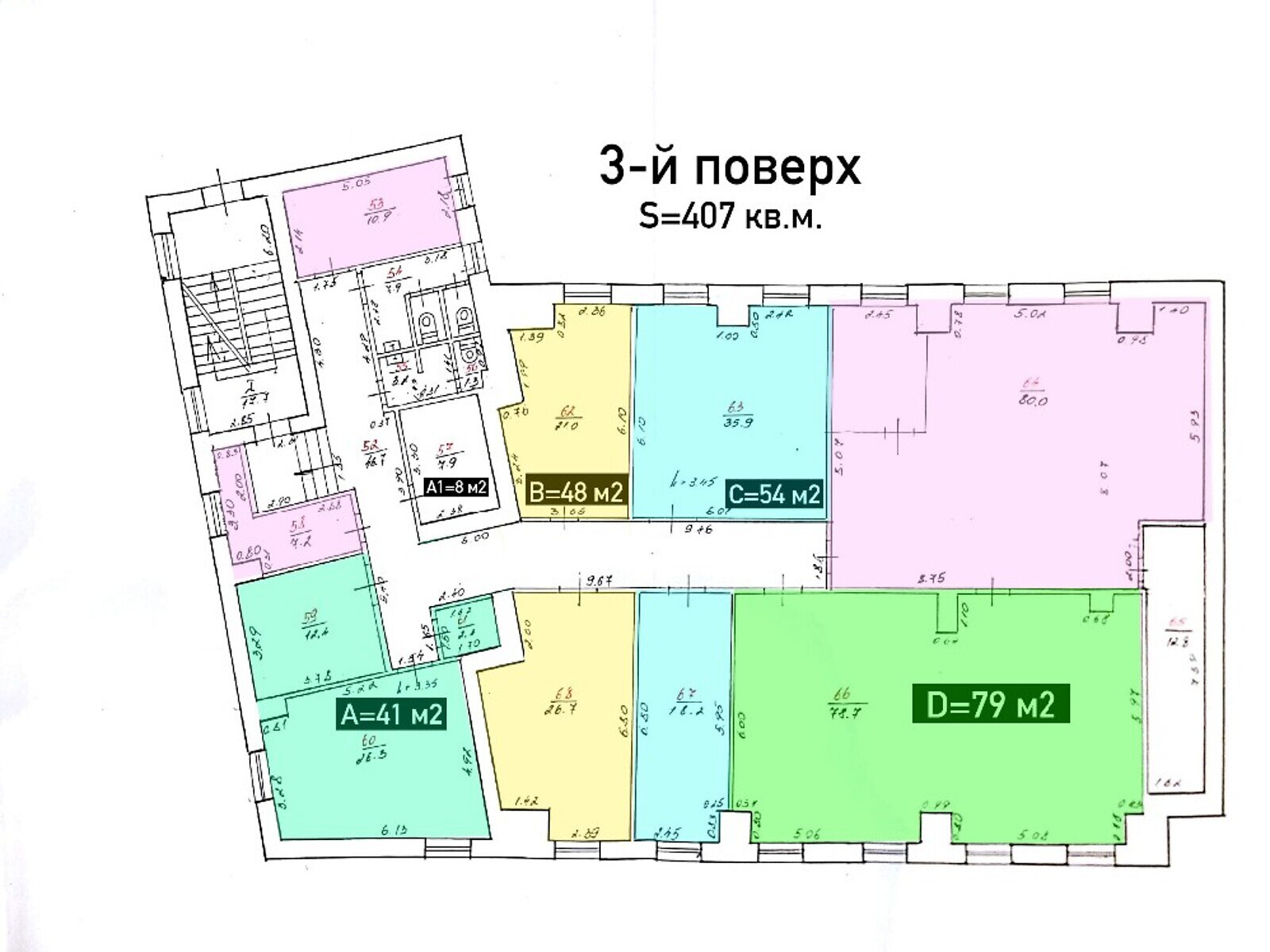 Аренда офисного помещения в Львове, Сахарова Андрея, Академика улица, помещений - 3, этаж - 3 фото 1