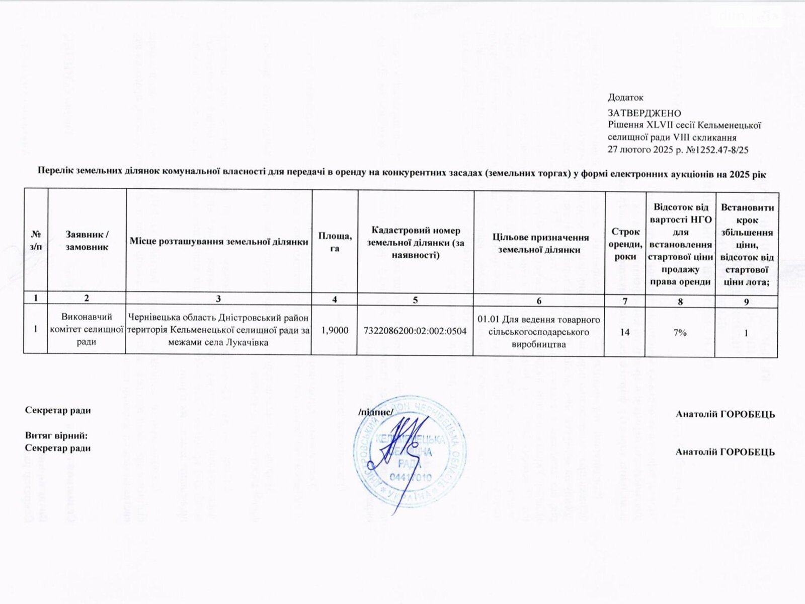 Аренда земли сельскохозяйственного назначения в Лукачовке, цена: 2 431 грн за объект фото 1