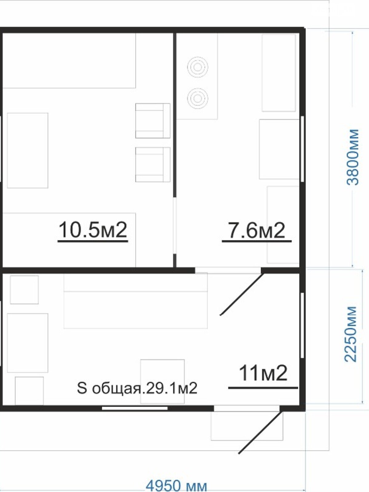 одноэтажный дом, 29 кв. м, брус. Продажа в Тютьках фото 1