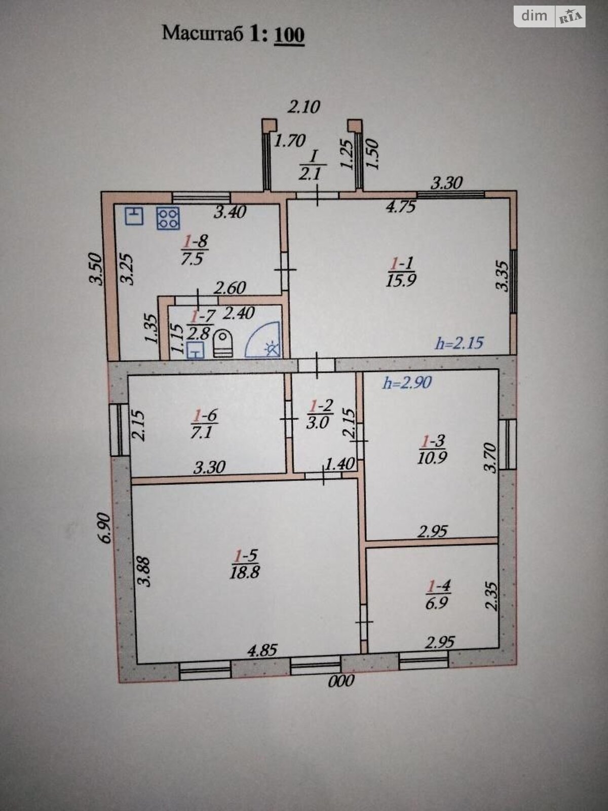 одноповерховий будинок з гаражем, 75 кв. м, цегла. Продаж в Охтирці, район Охтирка фото 1