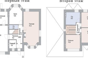 двухэтажный дом, 150 кв. м, блочно-кирпичный. Продажа в Берёзовке фото 2