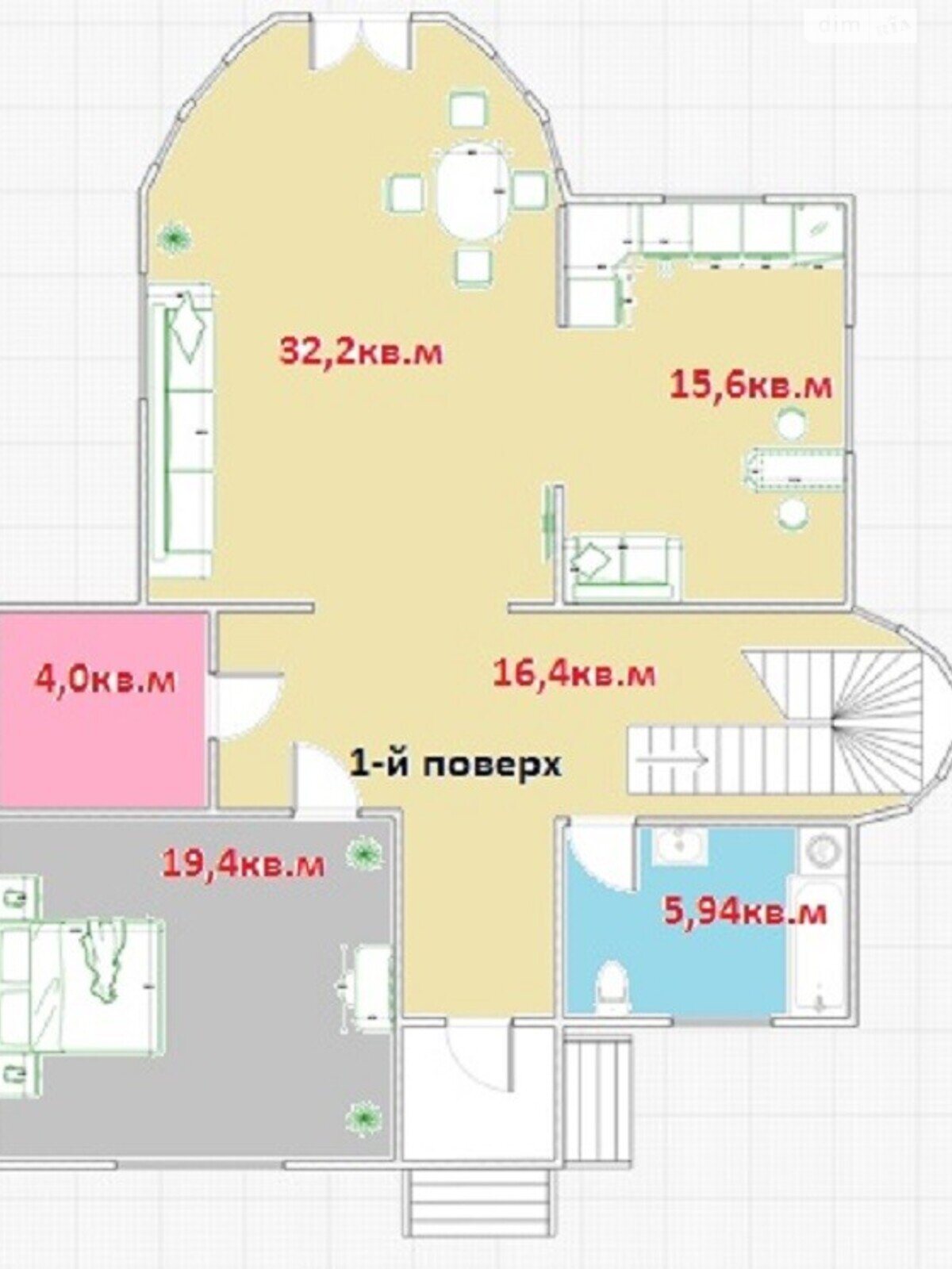 одноэтажный дом без мебели, 350 кв. м, кирпич. Продажа в Берёзовке фото 1