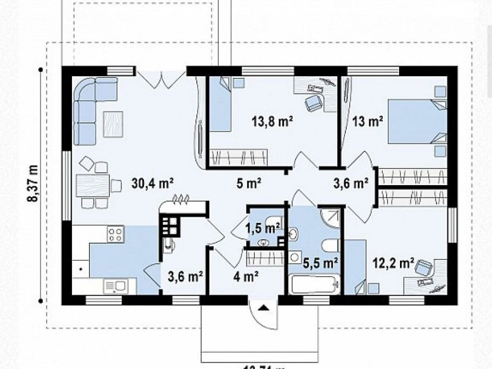 одноэтажный дом, 110 кв. м, газобетон. Продажа в Борисполе фото 1