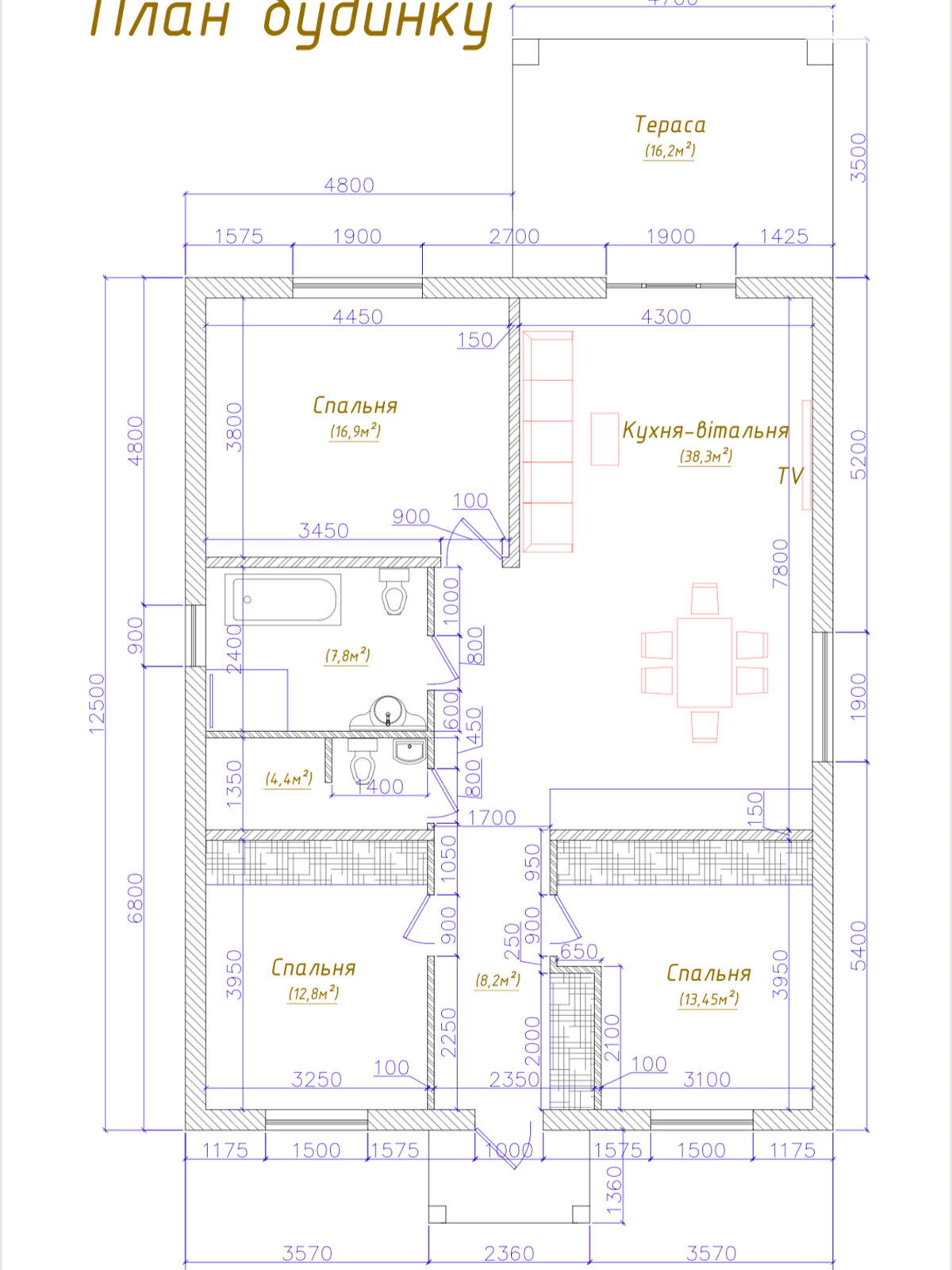одноповерховий будинок, 118 кв. м, цегла. Продаж в Бучі, район Буча фото 1