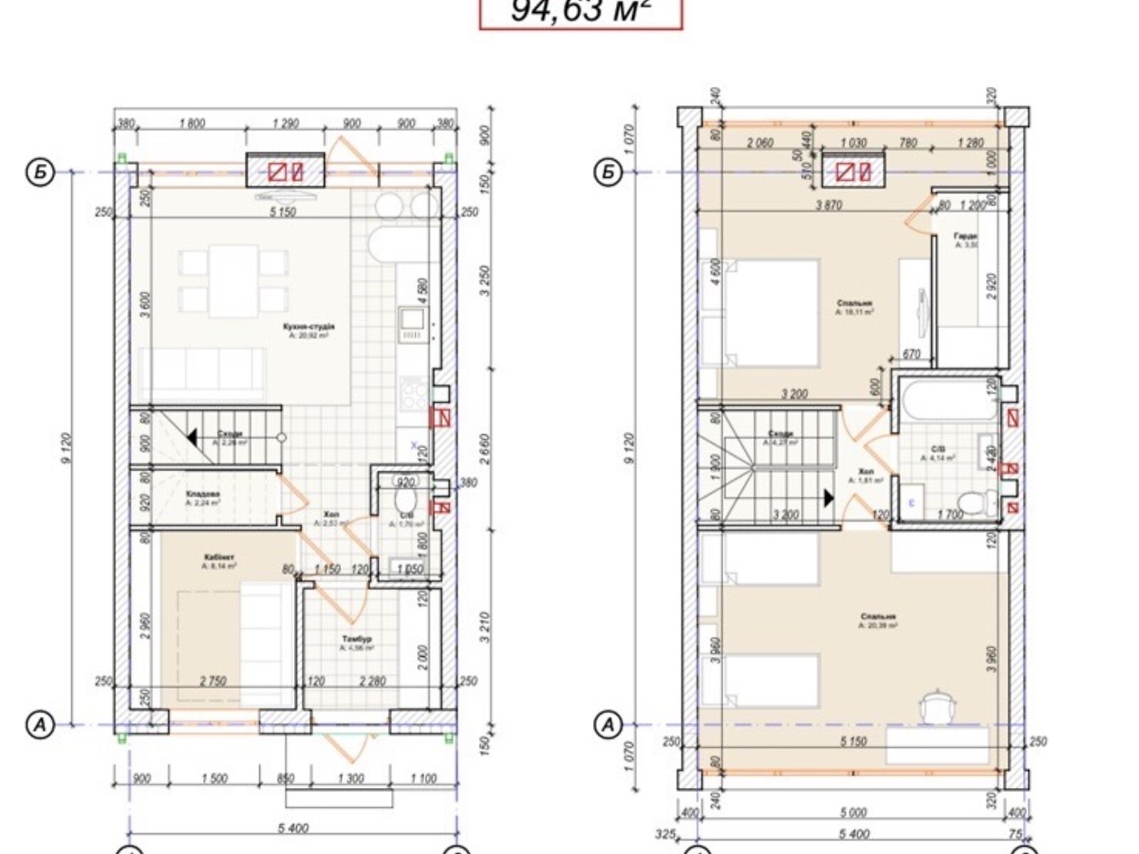 двоповерховий будинок, 94.63 кв. м, цегла. Продаж в Бучі, район Буча фото 1