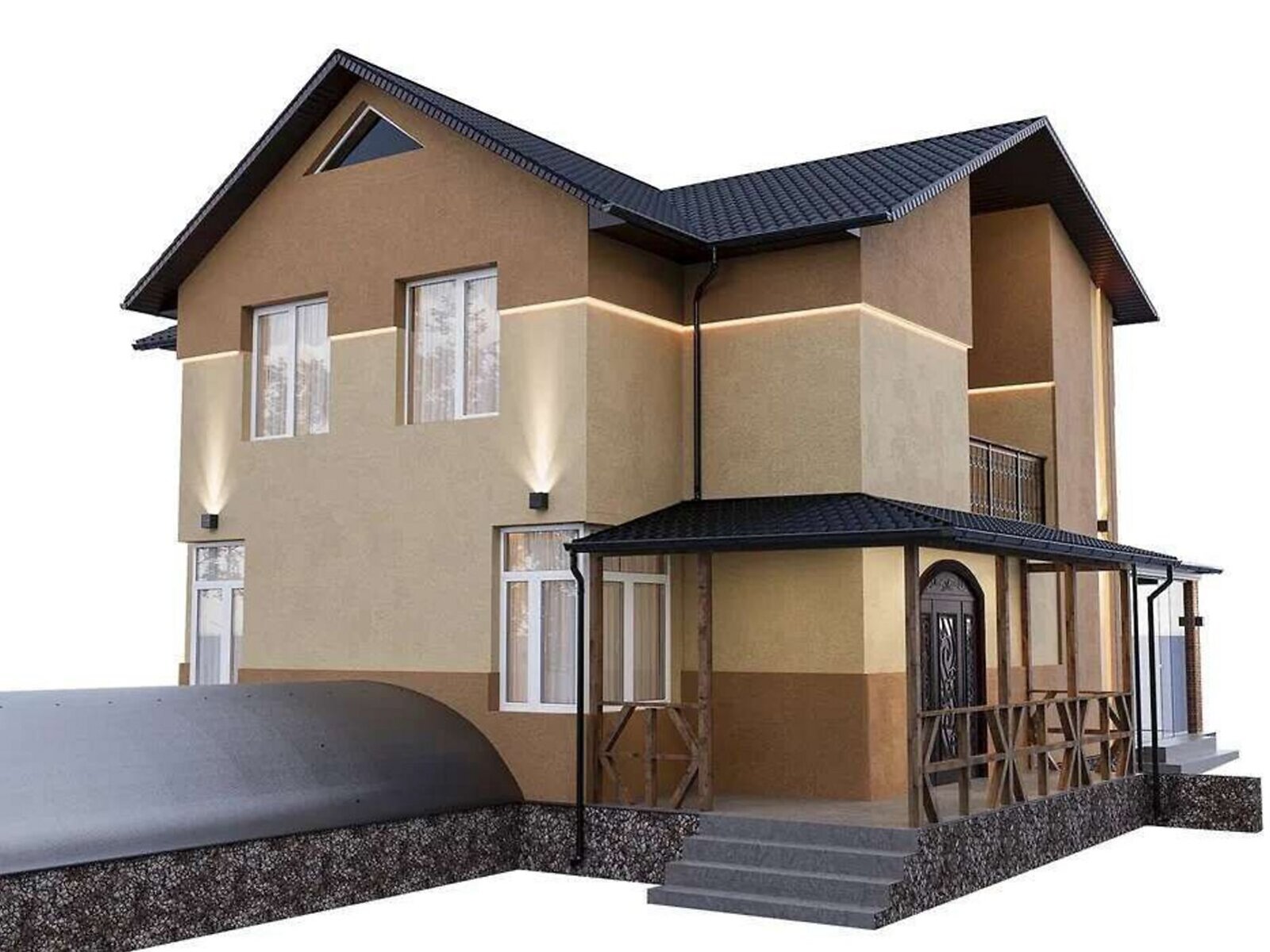 двухэтажный дом с гаражом, 297 кв. м, пеноблок. Продажа в Чайках фото 1 двухэтажный дом с гаражом, 297 кв. м, пеноблок. Продажа в Чайках фото 1