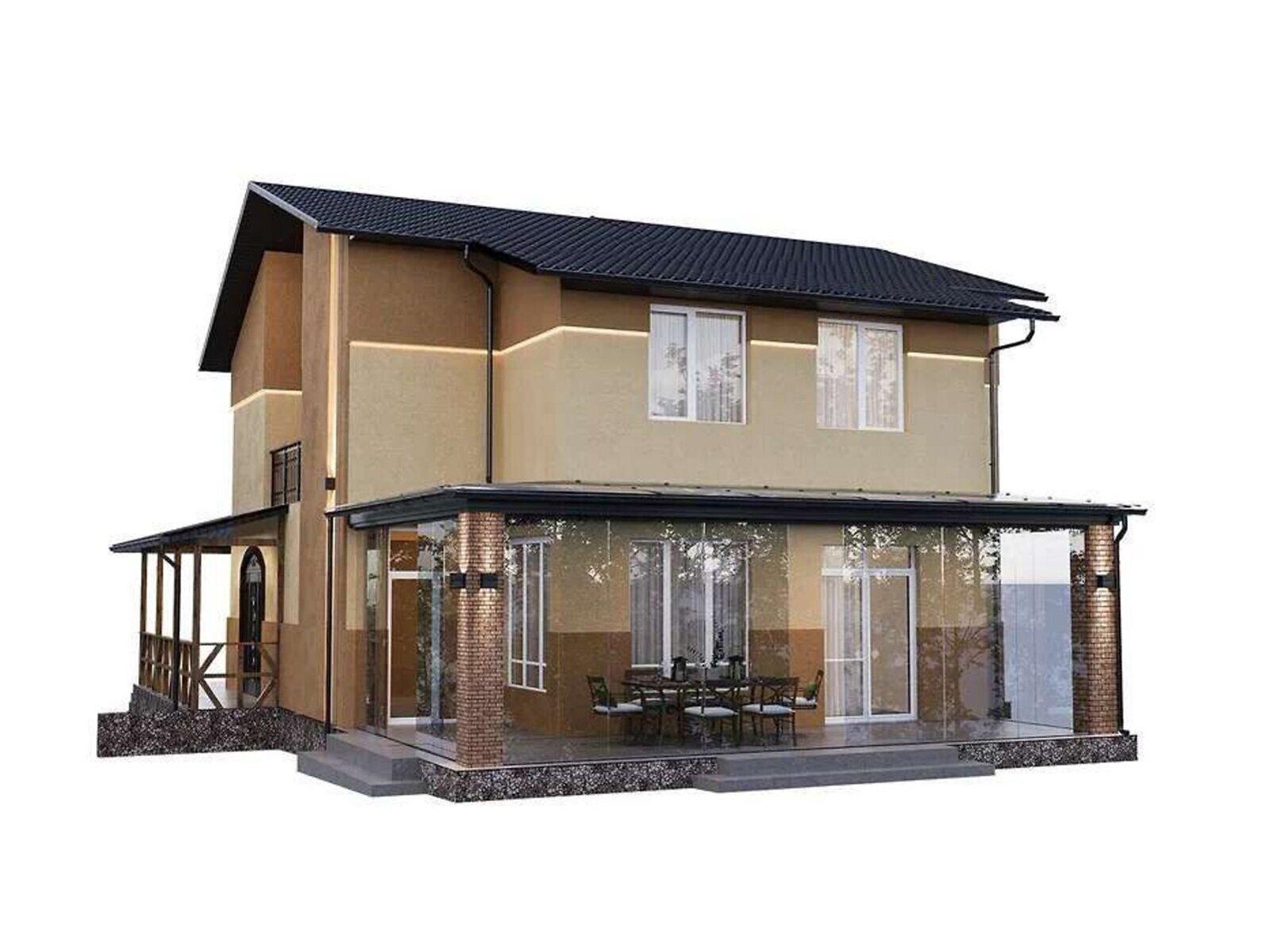двухэтажный дом с гаражом, 297 кв. м, пеноблок. Продажа в Чайках фото 1 двухэтажный дом с гаражом, 297 кв. м, пеноблок. Продажа в Чайках фото 1
